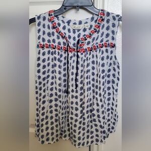 Blue and White Sleeveless Top